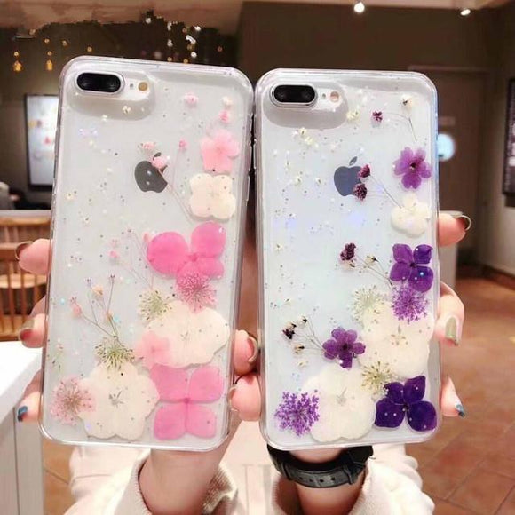 Real Dried Flower Transparent Phone Case Back Cover - iPhone 11 Pro Max/11 Pro/11/XS Max/XR/XS/X/8 Plus/8/7 Plus/7/6s Plus/6s/6 Plus/6 - halloladies