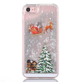 Giltter Quicksand Cartoon Christmas Santa Claus Elk Phone Case Back Cover for iPhone 11/11 Pro/11 Pro Max/XS Max/XR/XS/X/8 Plus/8/7 Plus/7 - halloladies