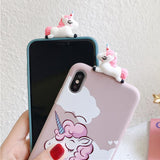 3D Toy Cartoon Cute Unicorn Soft TPU Phone Case Back Cover for iPhone 11/11 Pro/11 Pro Max/XS Max/XR/XS/X/8 Plus/8/7 Plus/7 - halloladies