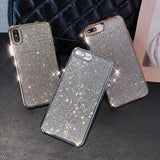 Fashion Bling Rhinestone Plating Edge Soft Phone Case Back Cover - iPhone 11/11 Pro/11 Pro Max/XS Max/XR/XS/X/8 Plus/8/7 Plus/7 - halloladies