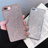 Fashion Bling Rhinestone Plating Edge Soft Phone Case Back Cover - iPhone 11/11 Pro/11 Pro Max/XS Max/XR/XS/X/8 Plus/8/7 Plus/7 - halloladies