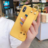 Candy Color Wrist Strap Holder Matte Soft Phone Case Back Cover for iPhone 12 Pro Max/12 Pro/12/12 Mini/SE/11 Pro Max/11 Pro/11/XS Max/XR/XS/X/8 Plus/8 - halloladies