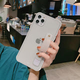 Candy Color Edge Transparent Matte Wrist strap Stand Phone Case Back Cover - iPhone 12/12 Pro/12 Pro Max/12 Mini/11/11 Pro/11 Pro Max/XS Max/XR/XS/X/8 Plus/8/7 Plus/7 - halloladies