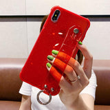 Glitter Powder Wrist Strap Transparent Soft TPU Phone Case Back Cover - iPhone 11 Pro Max/11 Pro/11/XS Max/XR/XS/X/8 Plus/8/7 Plus/7/6s Plus/6s/6 Plus/6 - halloladies