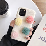 Winter Faux Fur Soft Warm Thick Plush iPhone Case Back Cover for iPhone 11 Pro Max/11 Pro/11/XS Max/XR/XS/X/8 Plus/8/7 Plus/7/6s Plus/6s/6 Plus/6 - halloladies