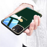 Simple Solid Coor Love Heart Letters Tempered Glass Phone Case Back Cover for iPhone 11/11 Pro/11 Pro Max/XS Max/XR/XS/X/8 Plus/8/7 Plus/7 - halloladies