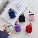Airpods Plush Furry Wireless Bluetooth Earphone Cases - Solid Color - halloladies