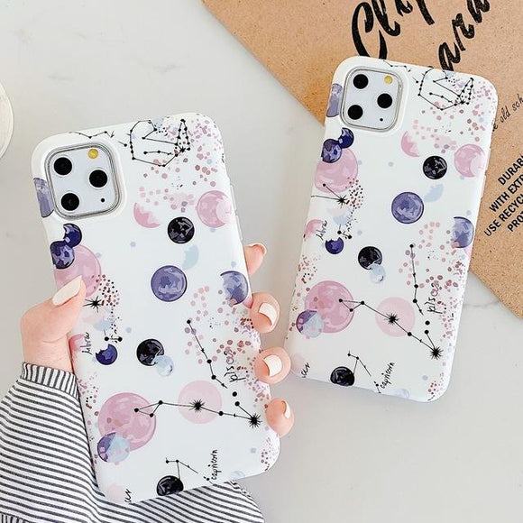 Cartoon Dot Planet Star Phone Case Back Cover - iPhone 12/12pro/12pro max/12mini/11 Pro Max/11 Pro/11/XS Max/XR/XS/X/8 Plus/8/7 Plus/7 - halloladies