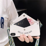 Fashion Lanyard Crossbody Wallet Leather Card Slot With Shoulder Strap Phone Case Back Cover - iPhone 11 Pro Max/11 Pro/11/XS Max/XR/XS/X/8 Plus/8/7 Plus/7 - halloladies