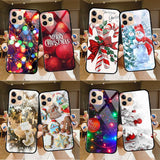 Cartoon Christmas Tempered Glass Phone Case Back Cover - iPhone 11/11 Pro/11 Pro Max/XS Max/XR/XS/X/8 Plus/8/7 Plus/7 - halloladies