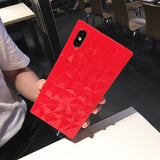 Diamond Pattern Monochrome Square Silicone Phone Case Back Cover for IPhone XS Max/XR/XS/X/8 Plus/8/7 Plus/7/6s Plus/6s/6 Plus/6 - halloladies