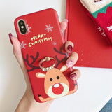 Cartoon Bear Christmas Elk with Ring Holder Phone Case Back Cover for iPhone 11/11 Pro/11 Pro Max/XS Max/XR/XS/X/8 Plus/8/7 Plus/7 - halloladies