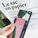 Simple Banana Leaves Cactus Square Phone Case Back Cover for IPhone XS Max/XR/XS/X/8 Plus/8/7 Plus/7/6s Plus/6s/6 Plus/6 - halloladies