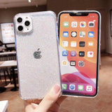 Simple Glitter Powder Clear Phone Case Back Cover - iPhone 11 Pro Max/11 Pro/11/XS Max/XR/XS/X/8 Plus/8/7 Plus/7 - halloladies