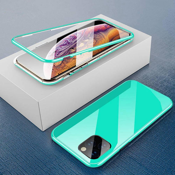 Colorful Magnetic Adsorption PC+Tempered Glass Phone Case Back Cover - iPhone 11 Pro Max/11 Pro/11/XS Max/XR/XS/X/8 Plus/8/7 Plus/7 - halloladies