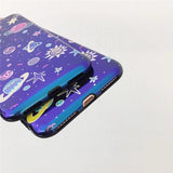 Creative Cartoon Blue-ray Space Planet Moon Star Phone Case Back Cover - iPhone 11/11 Pro/11 Pro Max/XS Max/XR/XS/X/8 Plus/8/7 Plus/7 - halloladies