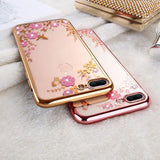Luxury Diamond Plating Flower Soft TPU Phone Case Back Cover for iPhone 11/11 Pro/11 Pro Max/XS Max/XR/XS/X/8 Plus/8/7 Plus/7 - halloladies