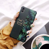 Fashion Splicing Plant Banana Leaf Phone Case Back Cover - iPhone 11 Pro Max/11 Pro/11/XS Max/XR/XS/X/8 Plus/8/7 Plus/7/6s Plus/6s/6 Plus/6 - halloladies