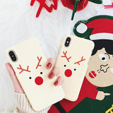 Cartoon Christmas Elk Patterned Hard PC Phone Case Back Cover - iPhone 11/11 Pro/11 Pro Max/XS Max/XR/XS/X/8 Plus/8/7 Plus/7 - halloladies