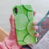 Green Lemon Pattern Phone Case Back Cover - iPhone XS Max/XR/XS/X/8 Plus/8/7 Plus/7/6s Plus/6s/6 Plus/6 - halloladies