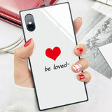 Square Love Heart Tempered Glass Phone Case Back Cover - iPhone XS Max/XR/XS/X/8 Plus/8/7 Plus/7/6s Plus/6s/6 Plus/6 - halloladies