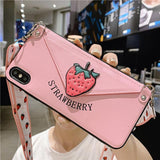 Fashion Lanyard Crossbody Wallet Leather Card Slot With Shoulder Strap Phone Case Back Cover - iPhone 11 Pro Max/11 Pro/11/XS Max/XR/XS/X/8 Plus/8/7 Plus/7 - halloladies