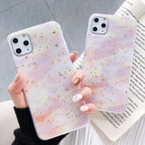 Glitter Powder Gold Foil Marble Phone Case Back Cover for iPhone 11 Pro Max/11 Pro/11/XS Max/XR/XS/X/8 Plus/8/7 Plus/7 - halloladies