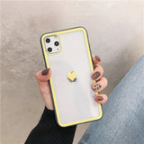 Contrast Color Love Heart Transpaent Hard Phone Case Back Cover for iPhone 12 Pro Max/12 Pro/12/12 Mini/SE/11 Pro Max/11 Pro/11/XS Max/XR/XS/X/8 Plus/8 - halloladies