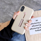 Solid Color Hide Stand Finger Loop Strap Phone Case Back Cover - iPhone 11/11 Pro/11 Pro Max/XS Max/XR/XS/X/8 Plus/8/7 Plus/7 - halloladies