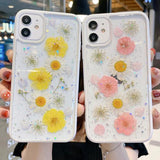 Glitter Real Dried Flowers Phone Case Back Cover Camera Protection for iPhone 12 Pro Max/12 Pro/12/12 Mini/SE/11 Pro Max/11 Pro/11/XS Max/XR/XS/X/8 Plus/8 - halloladies