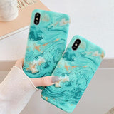 Green Marble Painting TPU Phone Case Back Cover for iPhone XS Max/XR/XS/X/8 Plus/8/7 Plus/7/6s Plus/6s/6 Plus/6 - halloladies