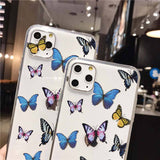 Simple Cute Butterfly Patterned Transparent Soft Phone Case Back Cover - iPhone 11/11 Pro/11 Pro Max/XS Max/XR/XS/X/8 Plus/8/7 Plus/7 - halloladies