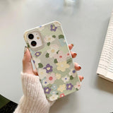 Relief Fresh Flowers Soft Phone Case Back Cover for iPhone 12 Pro Max/12 Pro/12/12 Mini/SE/11 Pro Max/11 Pro/11/XS Max/XR/XS/X/8 Plus/8 - halloladies