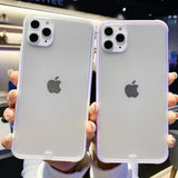Candy Color Frame Matte Transparent Soft Phone Case Back Cover - iPhone 12 Pro Max/12 Pro/12/12 Mini/SE/11 Pro Max/11 Pro/11/XS Max/XR/XS/X/8 Plus/8 - halloladies