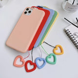 Candy Color Love Heart Chain Soft Phone Case Back Cover for iPhone 11/11 Pro/11 Pro Max/XS Max/XR/XS/X/8 Plus/8/7 Plus/7 - halloladies