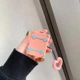 Cute Suitcase with Love Heart Finger Ring Strap Airpods Case Wireless Bluetooth Earphone Cases for Airpods - halloladies