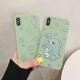 Green Cartoon Cute Dinosaur Phone Case Back Cover for iPhone 11 Pro Max/11 Pro/11/XS Max/XR/XS/X/8 Plus/8/7 Plus/7 - halloladies