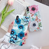 Vintage Colorful Flower Leaf Soft IMD Phone Case Back Cover - iPhone XS Max/XR/XS/X/8 Plus/8/7 Plus/7/6s Plus/6s/6 Plus/6 - halloladies