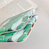 Dark Green Geometric Marble Gilded Line Phone Case Back Cover for iPhone 11/11 Pro/11 Pro Max/XS Max/XR/XS/X/8 Plus/8/7 Plus/7 - halloladies