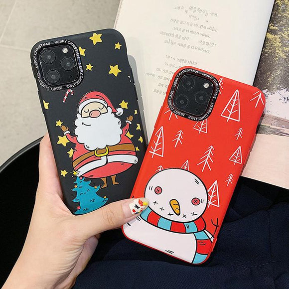 Cartoon Christmas Santa Snowman Phone Case Back Cover for iPhone 11/11 Pro/11 Pro Max/XS Max/XR/XS/X/8 Plus/8/7 Plus/7 - halloladies