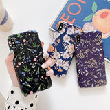 Retro Flower Glossy Soft Phone Case Back Cover for iPhone XS Max/XR/XS/X/8 Plus/8/7 Plus/7/6s Plus/6s/6 Plus/6 - halloladies