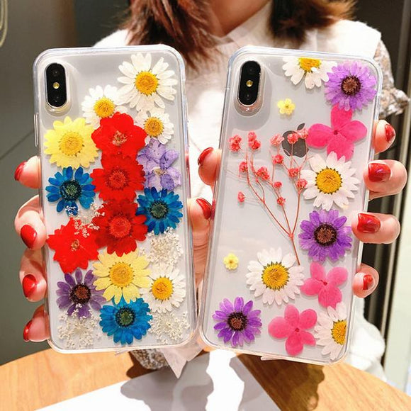 Real Dried Daisy Flower Clear Phone Case Back Cover - iPhone 11/11 Pro/11 Pro Max/XS Max/XR/XS/X/8 Plus/8/7 Plus/7 - halloladies