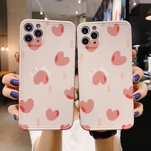 Love Heart Sweet Pink Soft Phone Case Back Cover for iPhone 12 Pro Max/12 Pro/12/12 Mini/SE/11 Pro Max/11 Pro/11/XS Max/XR/XS/X/8 Plus/8 - halloladies