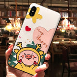 Cartoon Pig Christmas TPU Phone Case Back Cover for iPhone 11/11 Pro/11 Pro Max/XS Max/XR/XS/X/8 Plus/8/7 Plus/7 - halloladies