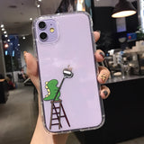 Cute Cartoon Dinosaur Painting Clear Soft Phone Case Back Cover for iPhone 12 Pro Max/12 Pro/12/12 Mini/SE/11 Pro Max/11 Pro/11/XS Max/XR/XS/X/8 Plus/8 - halloladies
