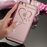 Fashion Love Heart Diamond Plating Soft TPU Phone Case Back Cover for iPhone 11/11 Pro/11 Pro Max/XS Max/XR/XS/X/8 Plus/8/7 Plus/7 - halloladies