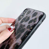 Vintage Leopard Pattern Gold Foil Powder Silicone Phone Case Back Cover for iPhone XS Max/XR/XS/X/8 Plus/8/7 Plus/7/6s Plus/6s/6 Plus/6 - halloladies