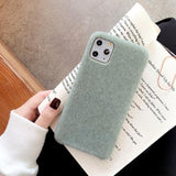 Warm Velvet Cloth Solid Color Phone Case Back Cover - iPhone 11 Pro Max/11 Pro/11/XS Max/XR/XS/X/8 Plus/8/7 Plus/7 - halloladies