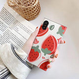 Square Fruit Orange Strawberry Soft TPU Phone Case Back Cover for iPhone XS Max/XR/XS/X/8 Plus/8/7 Plus/7/6s Plus/6s/6 Plus/6 - halloladies
