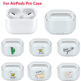 Cartoon Cute Pattern Transparent Wireless Bluetooth Earphone Cases for Airpods Pro - halloladies